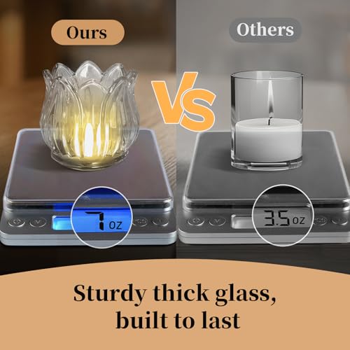 VIVAHEARTH Tulip Votive Candle Holders Set of 6, Tea Light Candle Holder Glass for Table Centerpiece, Tealight Candle Hold...