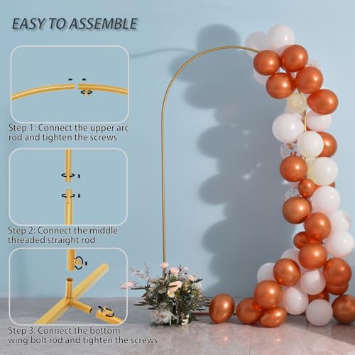 Vincidern 6.6 FT Wedding Arch Backdrop Stand for Parties, Balloon Arch Stand, Wedding Arches for Ceremony, Metal Arch Back...