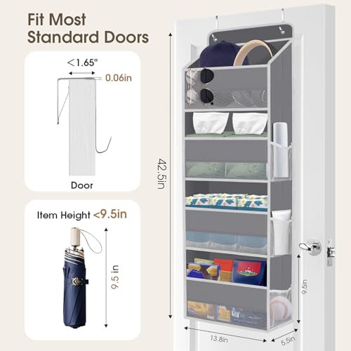 SpaceHacks 1 Pack Over The Door Organizer, Hanging Storage Organizer with Clear Window, 40lb Ultra Sturdy Large Capacity R...