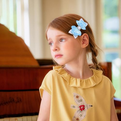 Glitter Hair Bow Clips 3.5 Inch Sweet Hairpins Girls Teens Sparkly Hair Accessories for School Birthday Holiday Party Deco...