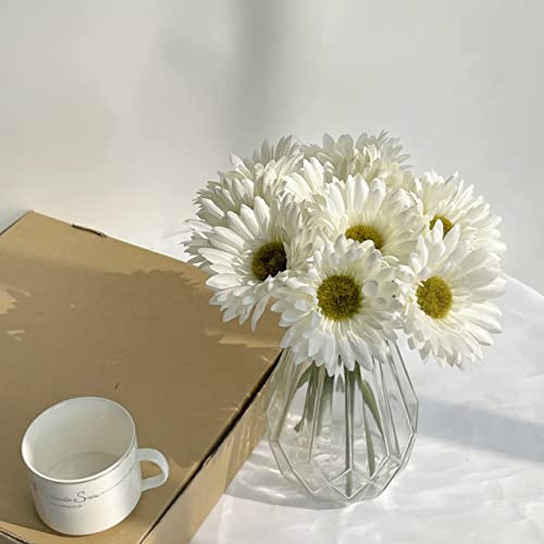 DSforG 16PCS White Flowers Gerbera Daisy Silk Flowers Artificial Flowers Artificial Daisy Fake Flowers Bouquet for Wedding...