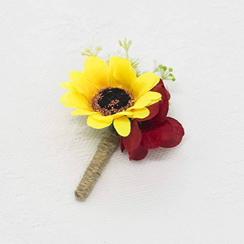 Ansuma Sunflower Wedding Bouquet - Artificial Silk Rose Bridal Bouquet with Eucalyptus and Greenary Flower Decoration for ...