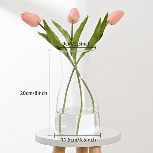 8 inch Clear Glass Flower Vases for Centerpiece Table Home Indoor Desk Decor,Ins Modern Boho Style Vase for Wedding Housew...