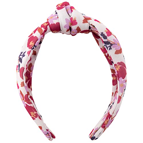 Karma Plum Floral Headband for Women - Knot - Fabric Headband and Stretchy Hair Scarf - White/Multicolor