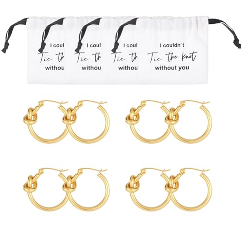 8Pcs Gold Hoop Knot Earrings for Women Trendy, Cute Bridesmaid Proposal Gifts Bridesmaid Earrings for Women Jewelry Good H...