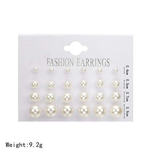 Pearl Earrings Studs for Women, White Pearl CZ Earrings Bridal Simulated Pearl Rhinestone Pearls Stud Earrings Jewelry Set...