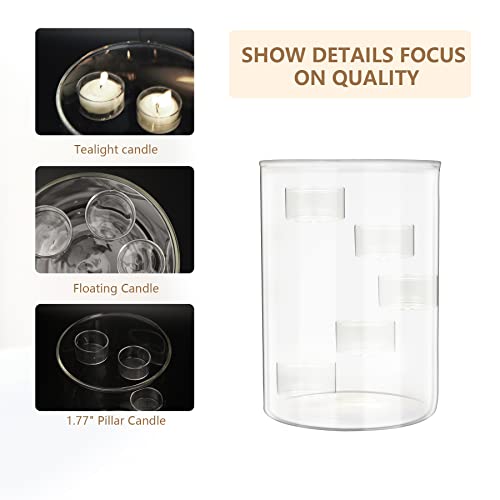 Glass Cylinder Hurricane Candle Holder for Tea Light Pillar Candle Holders Table Centerpiece, Clear Decorative Geometric C...