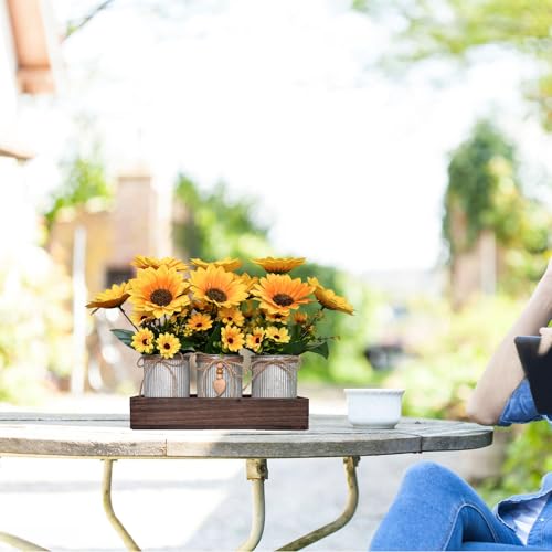 HEMYLU Sunflowers Artificial Flowers Decorations, Sunflower Table Centerpieces for Wedding, Artificial Flower Arrangement ...