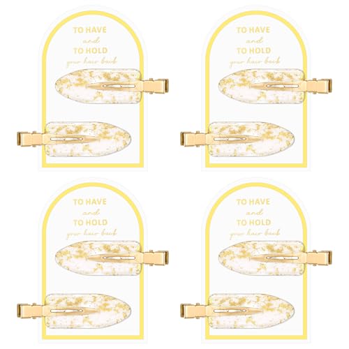 8 Pcs Creaseless Hair Clips No Crease Hair Clips No Bend Glitter Gold Bangs Clip for Makeup Creaseless Gold HairAccessorie...