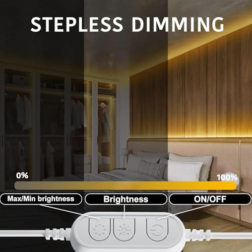 dalattin Warm White LED Strip Lights 50ft, Led Lights Strip Dimmable Bright 24V 3000K, 900 LEDs Lights for Bedroom, Mirro...