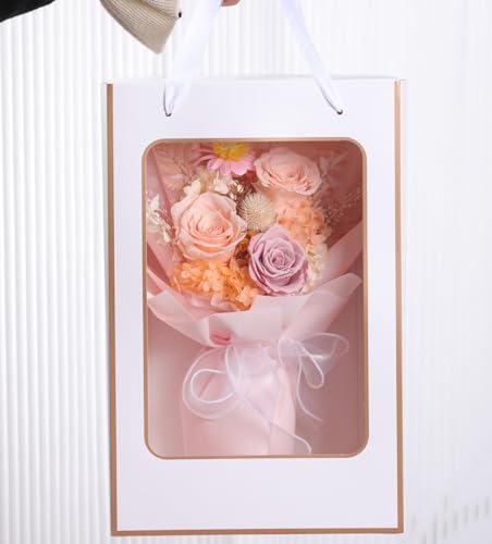 Lovenfold Preserved Flowers Bouquets for Delivery, Champagne Rose Bouquets that Last 1-3 Years, Birthday Gifts for Women M...