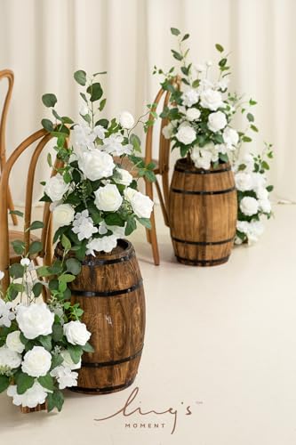 Ling's moment 17.5" Tall Standing Artificial Flowers Arrangements 4 pcs Wedding Aisle Runner Chair Decorations White Sage ...