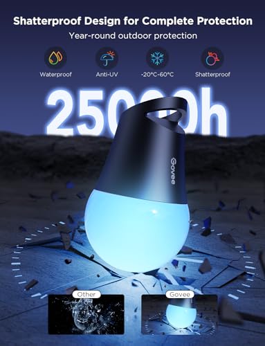 Govee Smart Outdoor String Lights 2, 144ft Outdoor Lights with Dimmable Warm White LED Bulbs, 47 Scene Modes for Patio, Ba...