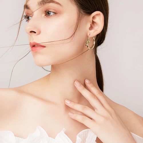 8Pcs Gold Hoop Knot Earrings for Women Trendy, Cute Bridesmaid Proposal Gifts Bridesmaid Earrings for Women Jewelry Good H...