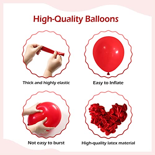 FOTIOMRG 110pcs Red Balloon Garland Arch Kit, 18 12 10 5 inch Red Latex Balloons Different Sizes Pack for Birthday Graduat...