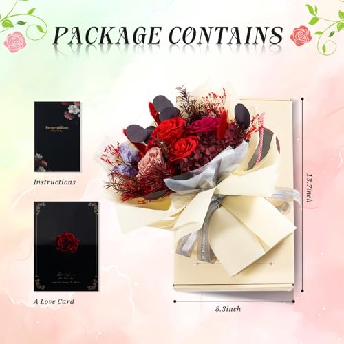 Vryblos Preserved Flowers Bouquet Roses with Vases,Real Birthday Flowers for Delivery Prime,Forever Glitter Rose Bouquets ...