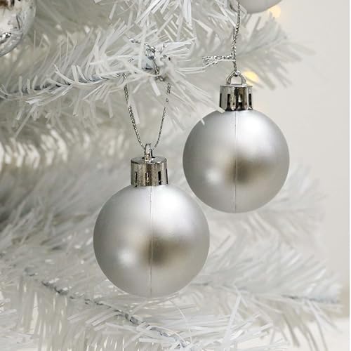 24 Count Small Silver Ornaments for Mini Christmas Tree, Small Shatterproof Christmas Tree Ornaments Balls Party Decoratio...