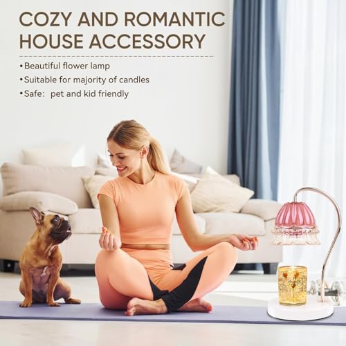 TownTime Candle Warmer Lamp with Timer,Gifts for Mom,Marble Base and Glass lampshade,a Beautiful Flower Candle Lamp with 2...