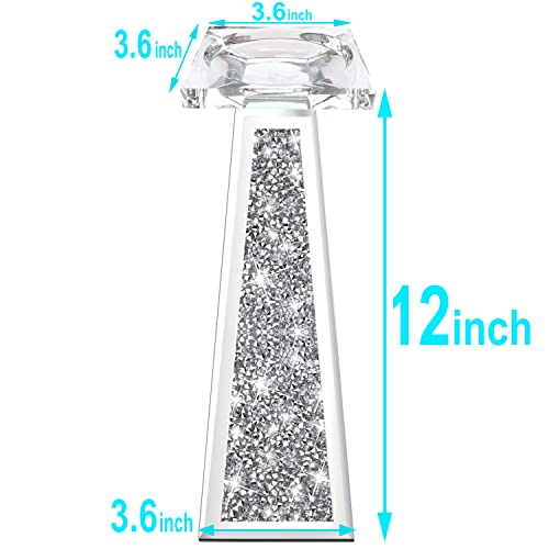 Wocred 2 Piece Candlestick Holders for Holding Pillar Candles, Crystal Crushed Diamond Candle Holders Set Decor for Dinnin...