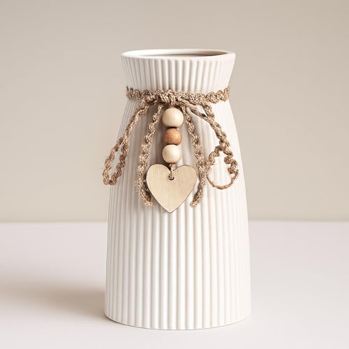 DomeStar White Ceramic Vase, Small Flower Vase for Pampas Grass, Home, Living Room, Dining Table, Farmhouse, Office Decor,...