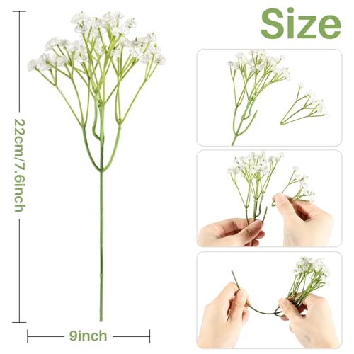 MAQIHAN 30 Baby Breath Artificial Flowers - 7.6" Babies Breath Flowers Artificial Faux Flowers Bouquet White Fores Greener...