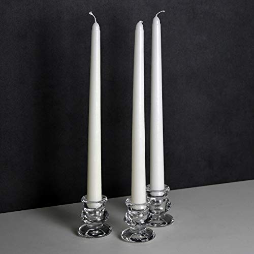 Clear Glass Candlestick Holders, Set of 2 Taper Candle Holders for Wedding, Decoration and Dinning