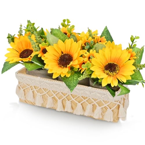 iHopGree Sunflowers Artificial Flowers Decorations, Artificial Plants Indoor, Sunflower Centerpiece Table Decorations for ...