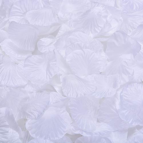 LZXD 1000 Pieces White Artificial Silk Rose Petals Flower Decoration Wedding Party Color White