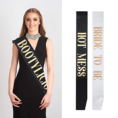 Snsowed 12 Pack- Bachelorette Party Bride To Be Sash- Unique Bride Bridesmaid Sashes for Bachelorette Party (Black, Rose G...