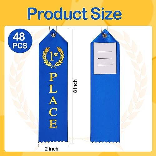 48PCS Award Ribbons, Medal Ribbons for 1st, 2nd, 3rd Place, Event Card & Rope Included, Perfect for Competitions, Sports E...