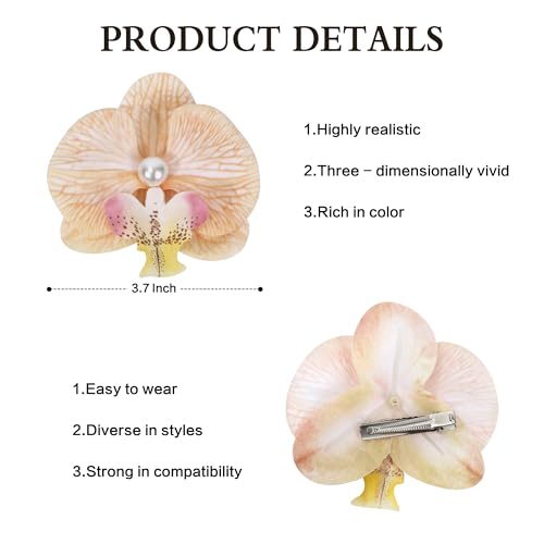 Flower Hair Clips 6 Pcs - Hawaiian Tropical Orchid Hair Clips Bohemian Hairpins with Artificial Silk Flowers for Women Bea...