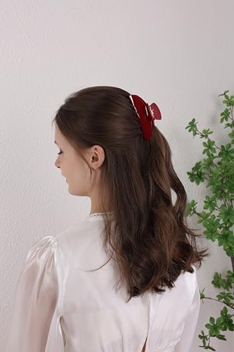 OideGuiing Durable Acetate Hair Clips - 4-Inch Cherry Red Claw Clips for Fine and Thick Hair (Red)