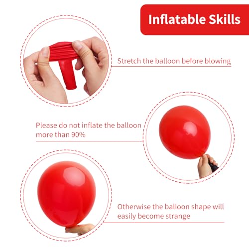 RUBFAC 129pcs Red Balloons Different Sizes 18 12 10 5 Inch for Garland Arch, Premium Latex Balloons Wedding Anniversary Ba...