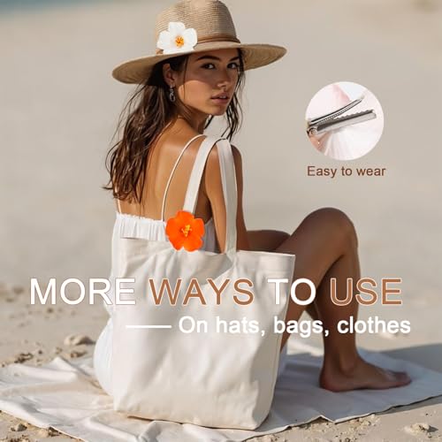 6Pcs Hawaiian Flower Hair Clips for Women 3.5 Inch Artificial Tropical Flower Clips Hibiscus Hair Clip Hair Accessories fo...