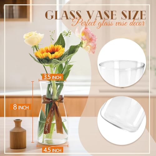 Der Rose 8 inch Clear Glass Flower Vases for Flower Bouquet Decoration Home Centerpiece Wedding Decor Gift
