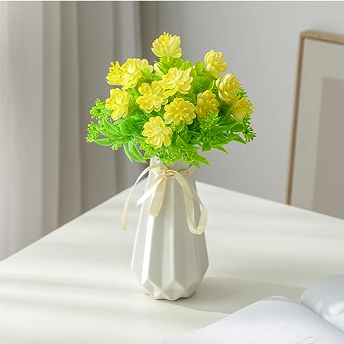 Origami Ceramic Vase with Ribbon, 7.9" H, Artistic Design Flower Vase Geometrical Style for Modern Home Decoration