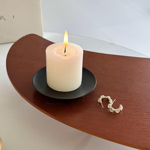 2 pcs Black Iron Plates Candle Holders,Suitable for Home Decoration, Wedding Anniversaries, Birthday Parties, Holiday Dinn...