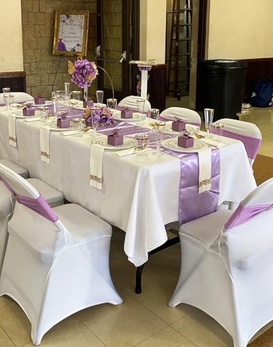 SINSSOWL 10 Pack Gold Table Runners 12 X 108 Inches Wedding Golden Satin Table Runner for Party Birthday Banquet Bridal Sh...