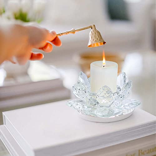 Kolnlala Crystal Lotus Flower Tealight Candle Holders/Glass Tea Light Candlestick Decor Decoration for Christmas Home Wedd...