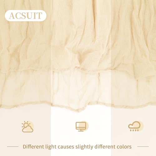 4 Pack Ivory Cheesecloth Table Runner 20 x 120 inch Gauze Table Runners 10 FT Long,Semi Sheer Cheese Cloth Fabric Table Ru...