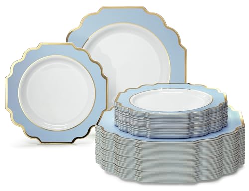 " OCCASIONS " 120 Plates Pack,(60 Guests) Heavyweight Wedding Party Disposable Plastic Plates Set -60 x 10.5'' Dinner + 60...