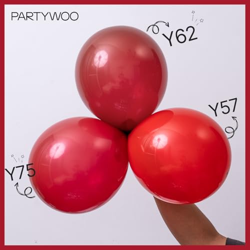 PartyWoo Red Balloons 50pcs 12 Inch Red Helium Balloons for Birthday Graduation Bachelorette Citizenship Firefighter Straw...