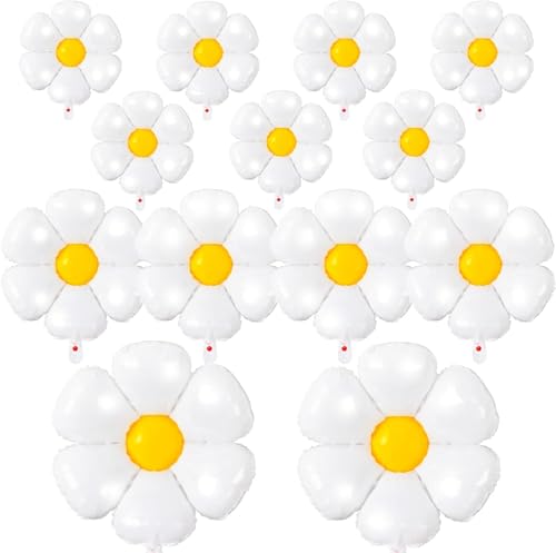 Daisy Balloons- 14Pcs Daisy Flower Foil Balloons for One or Two Groovy Party Decorations Girls Daisy Themed Birthday Party...