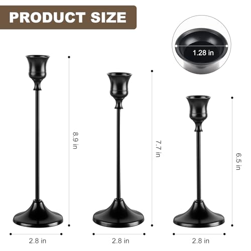 Tunyet Candlestick Holders, 6PCS Metal Taper Candle Holder, Black Candle Holders for Candlesticks, Candle Holder for Weddi...