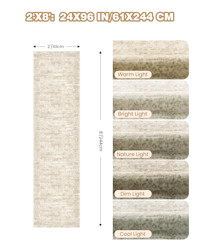 Restydon Rug Runners for Hallways Non Slip - 2x8 Runner Rug for Bedroom, Washable Runner with Rubber Backing, Soft Low-Pil...