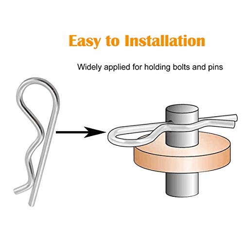 XBDZR 25 Pcs Cotter Pins, Cotter Pin Assortment Kit, Heavy Duty R Clips Hardware Pins, Zinc Plated Hairpins for Use On Hit...