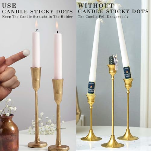 24 Dots White Taper Candle Holders Adhesive candl Grips Small Candle Accessories Inserts-Adhesive, Accessori Candles Wax S...
