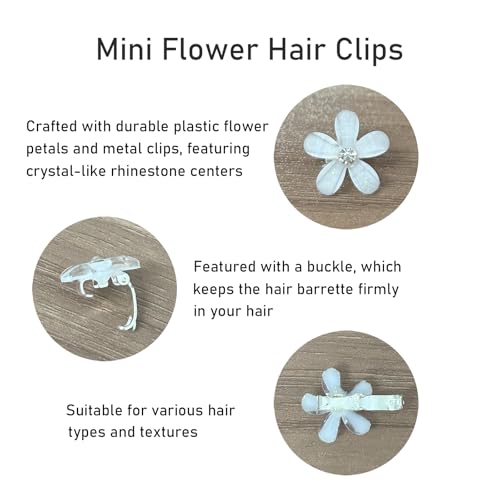 Mini Rhinestone Flower Hair Clips,20Pcs Cute Small Flower Decorative Wedding Bridal Hair Barrettes and Pins Hair Accessori...