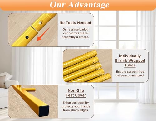 7.2FT Adjustable Wedding Balloon Gold Metal Arch Backdrop Stand, Tool Free Assembly Arch Frame for Birthday Flower Party B...