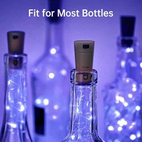 Aluan Wine Bottle Lights with Cork, Christmas Lights 10 Pack 20 LED Mini Fairy String Lights, Waterproof Battery Operated ...